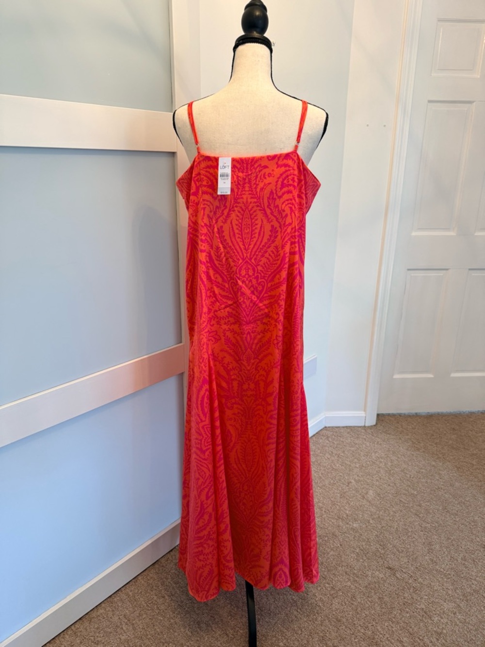 LOFT Orange and Pink Paisley Slip Dress